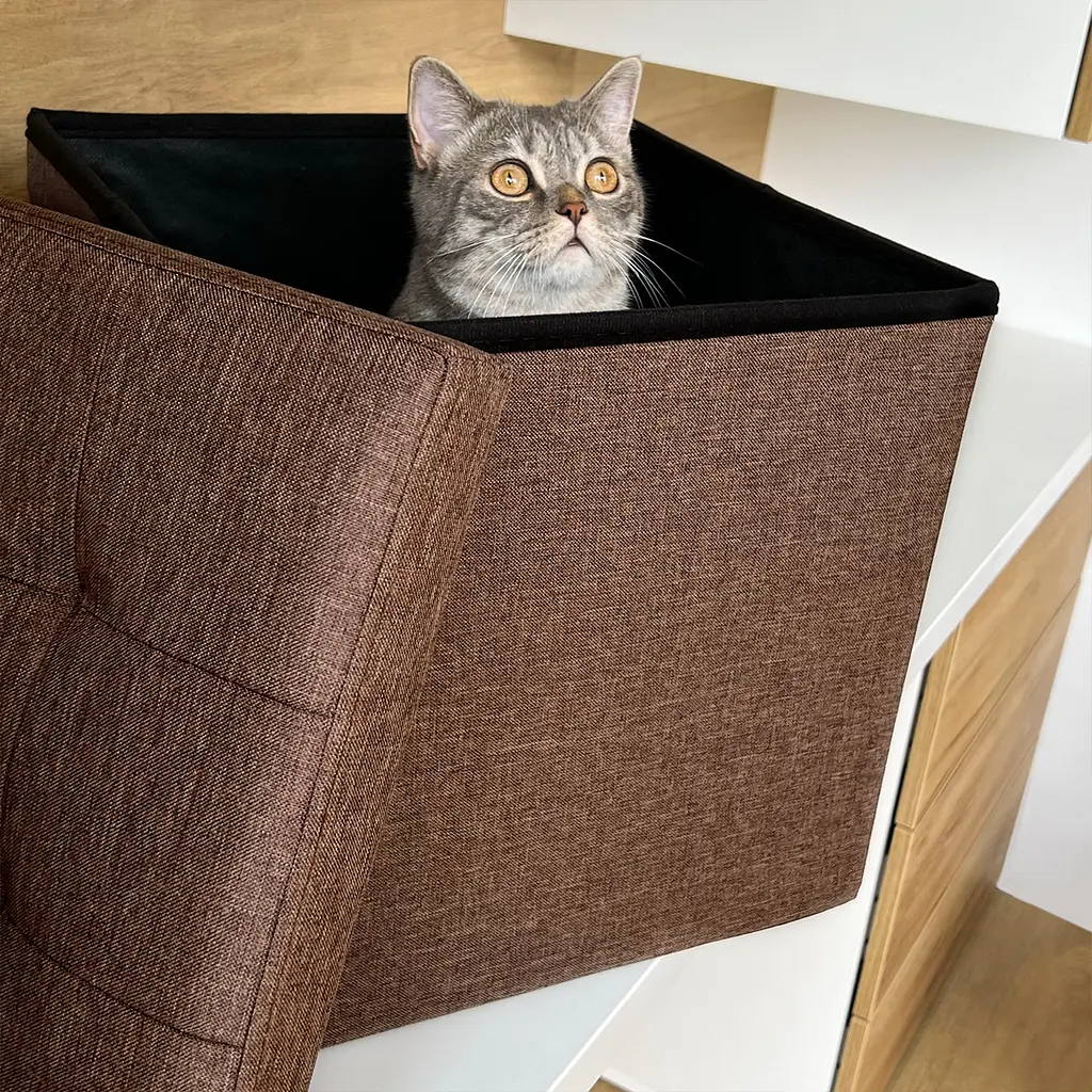 Пуф для хранения МВМ My Home 380х380х380 мм коричневый (TH-03 BROWN) - фото 9