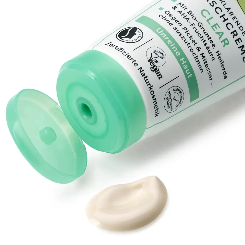 Очищувальний крем для обличчя Alverde Naturkosmetik Clear з цілющою гряззю та екстрактом зеленого чаю 100 мл - фото 2