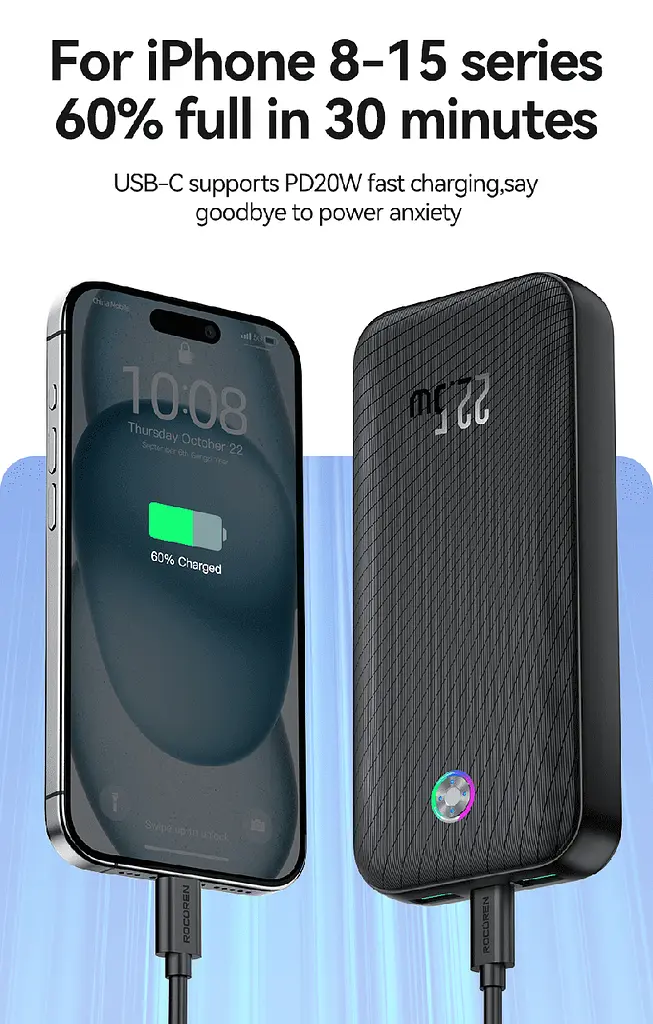 Павербанк - портативний аккумулятор Rocoren Haoyue Pro 20000mAh 22.5W чорний - фото 5