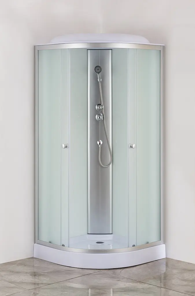 Душовий бокс без гідромасажу Mixxus Strong SB02-90x90x215-FB Satin з низьким піддоном MI6886, Хром матовый, матовий, хром матовий - фото 7