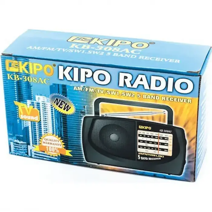 Радиоприемник переносной радио на аккумуляторах черное FM ФМ KIPO KB-308AC - фото 3