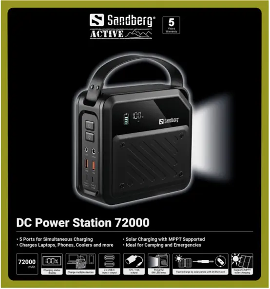 Портативная батарея Sandberg 72000mAh 268W Black - фото 4