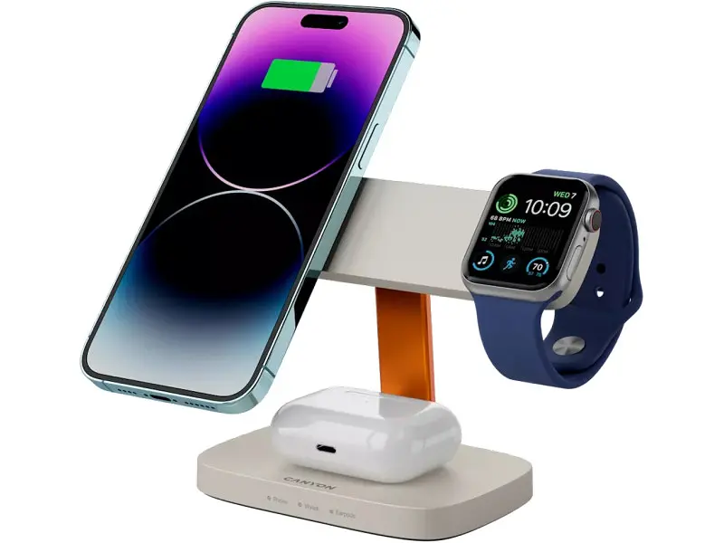 Бездротовий зарядний пристрій Canyon Hexagon WCS-310 Wireless Charging Station Light Gray/Orange (CNS-WCS310LGOR) - фото 6