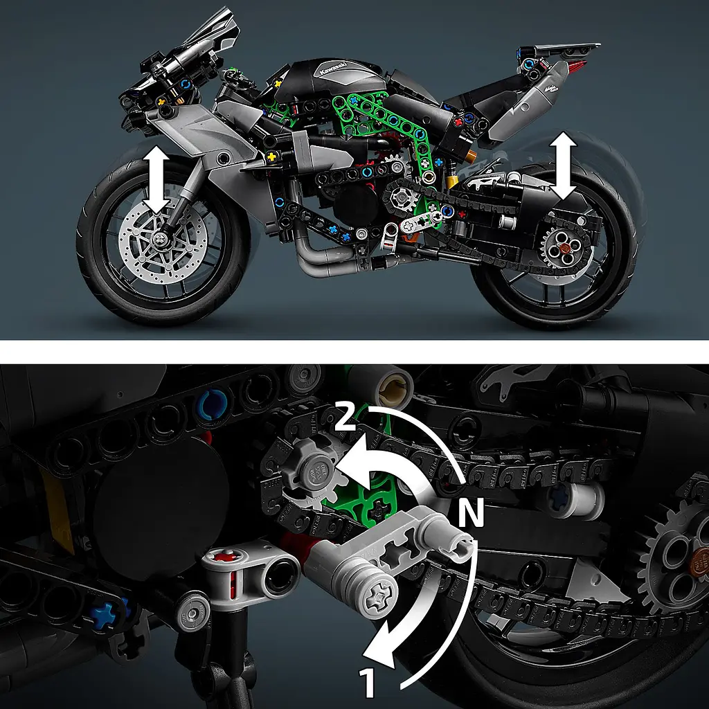 Конструктор LEGO Technic Мотоцикл Kawasaki Ninja H2R 643  деталі (42170) - фото 7