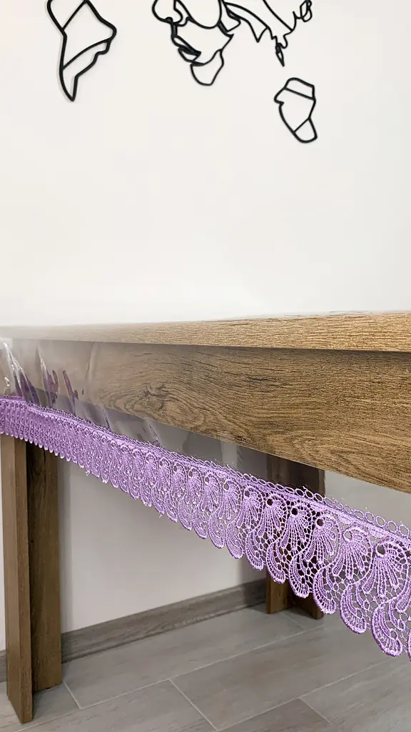 Силиконовая скатерть с лиловым кружевом 7 см 100х100 см - фото 5