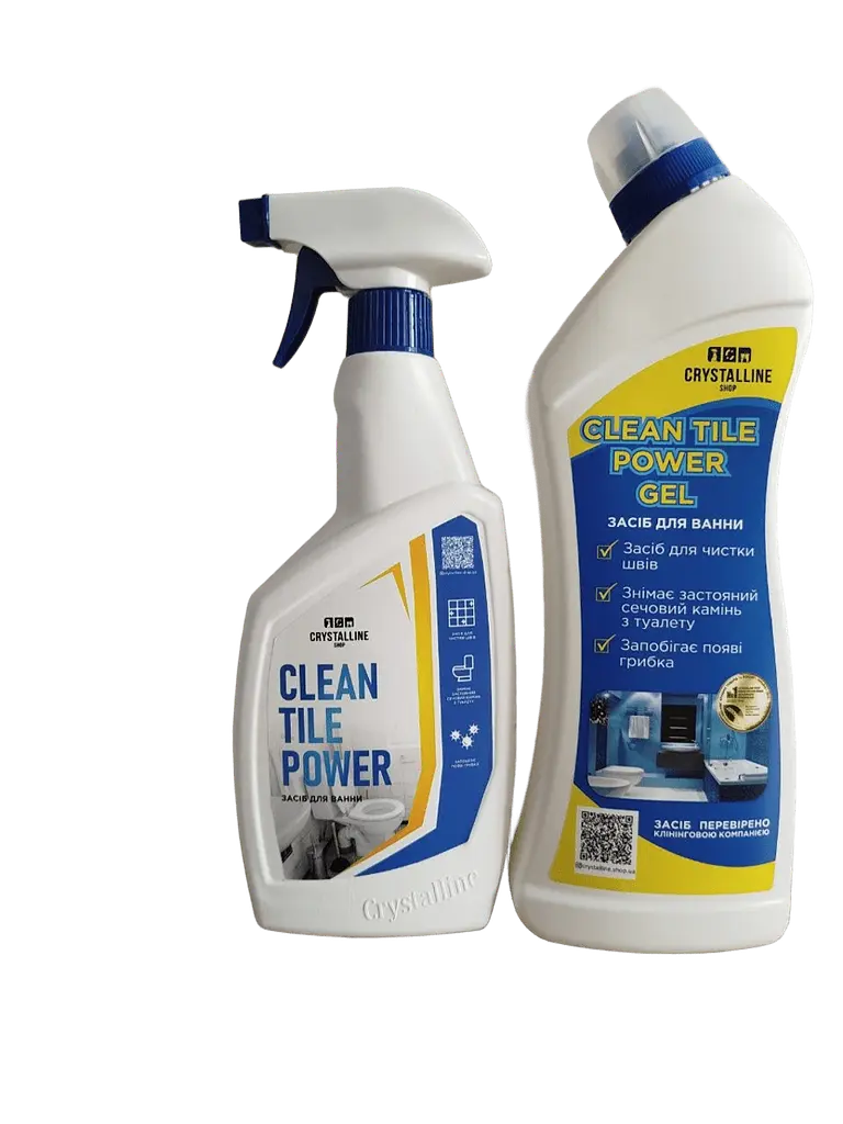 Акційний набір Clean Tile Power Gel 750 мл + Clean Tile Power Spray 500 мл – комплект для видалення вапняного нальоту та очищення