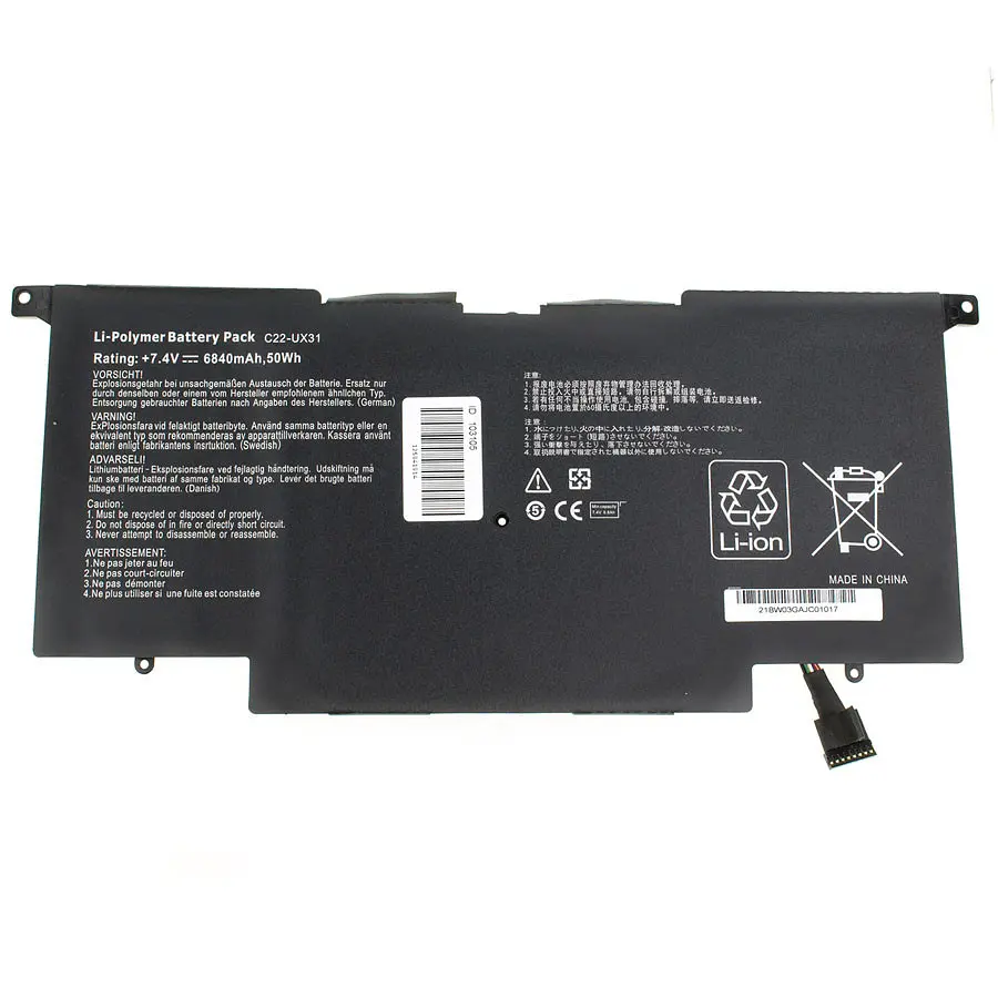 Батарея для ноутбука Asus C21-UX31 (Zenbook: UX31 UX31A UX31E) 7.4V 6840mAh Чорний - фото 2