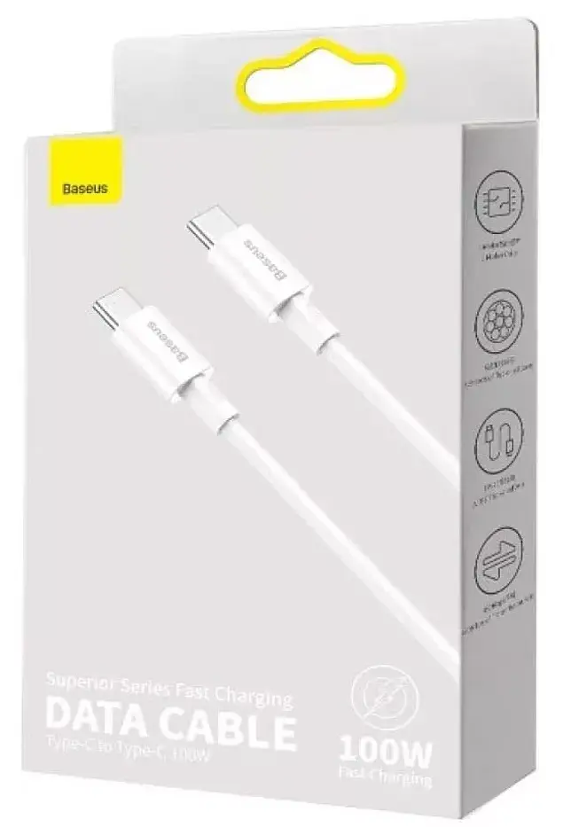 Кабель Baseus Superior Series 2 Fast Charging Cable Type-C to Type-C 100W 2m P10365200211-04 White - фото 5