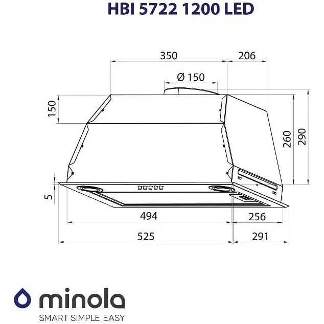Витяжка вбудована Minola HBI 5722 BL 1200 LED - фото 9
