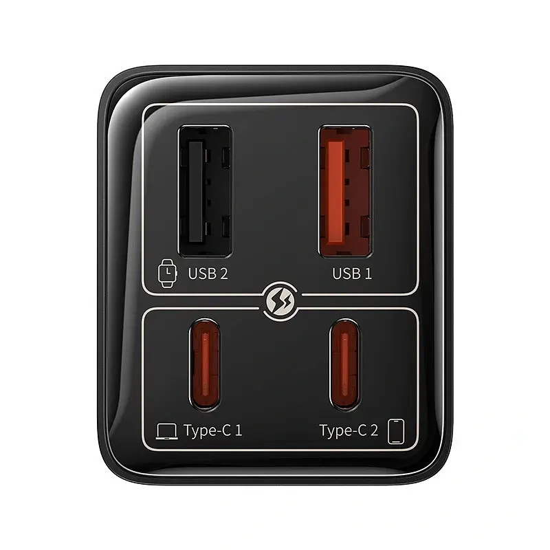 МЗП Baseus GaN6 Pro OS 65W (2USB-A/2C) + кабель Type-C to Type-C (P10162701) Black - фото 2