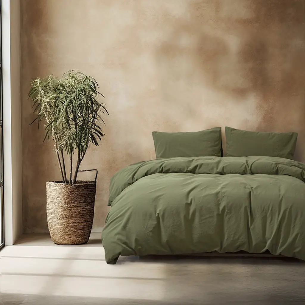 Постельное белье Lotus Home Washed cotton - Kansas зеленый евро - фото 2