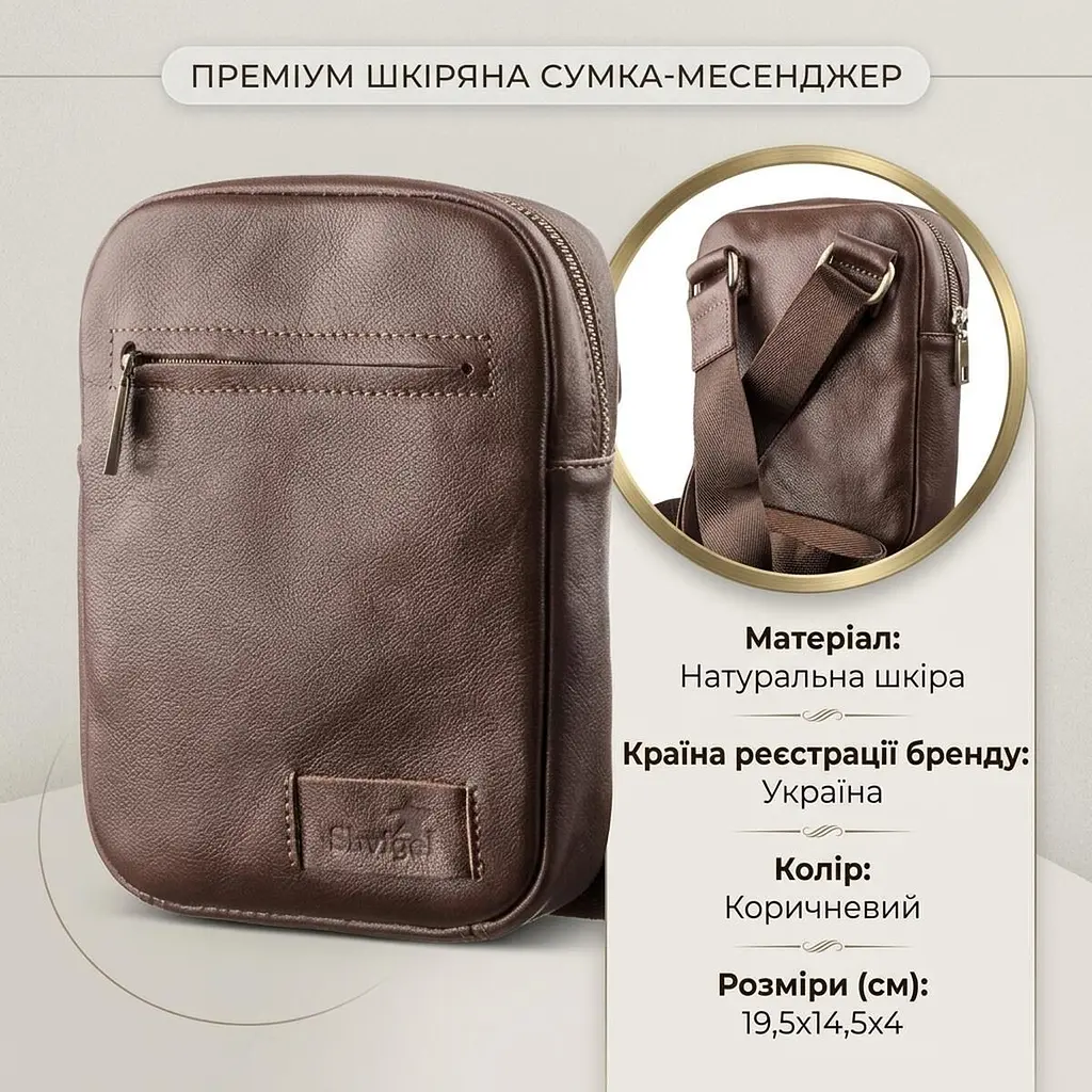 Чоловіча шкіряна сумка SHVIGEL 19103 коричневий - фото 3
