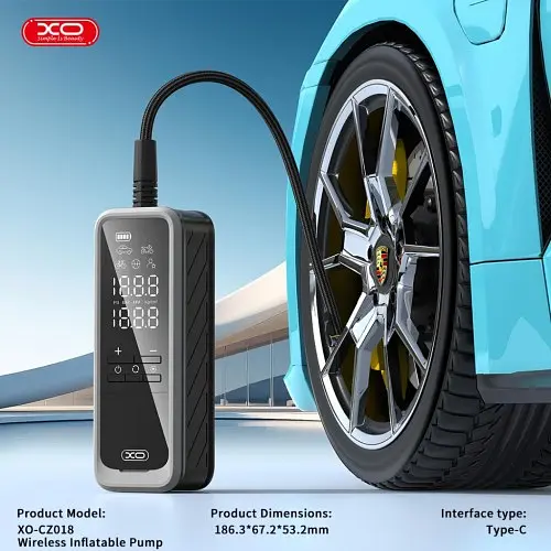 Автокомпресор XO CZ018 Intelligent Portable 5000mAh Wireless Inflation Pump 22 Cylinder Block Чорний - фото 3