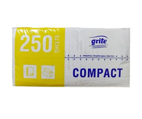 Grite Economy, 250 аркушів, Рушники паперові Гріте, 2-шарові, V-складання, сірі, 225 х 220 мм - фото 2