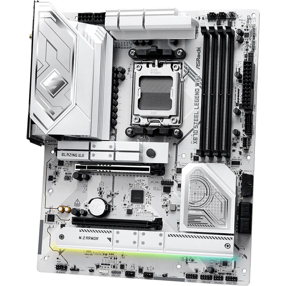 Материнська плата ASRock X870 STEEL LEGEND WIFI (AM5/X870, 4xDDR5, 2xPCIex16, HDMI/USB4, 4xSATA, 3xM.2, 2.5GLan, ATX) - фото 3