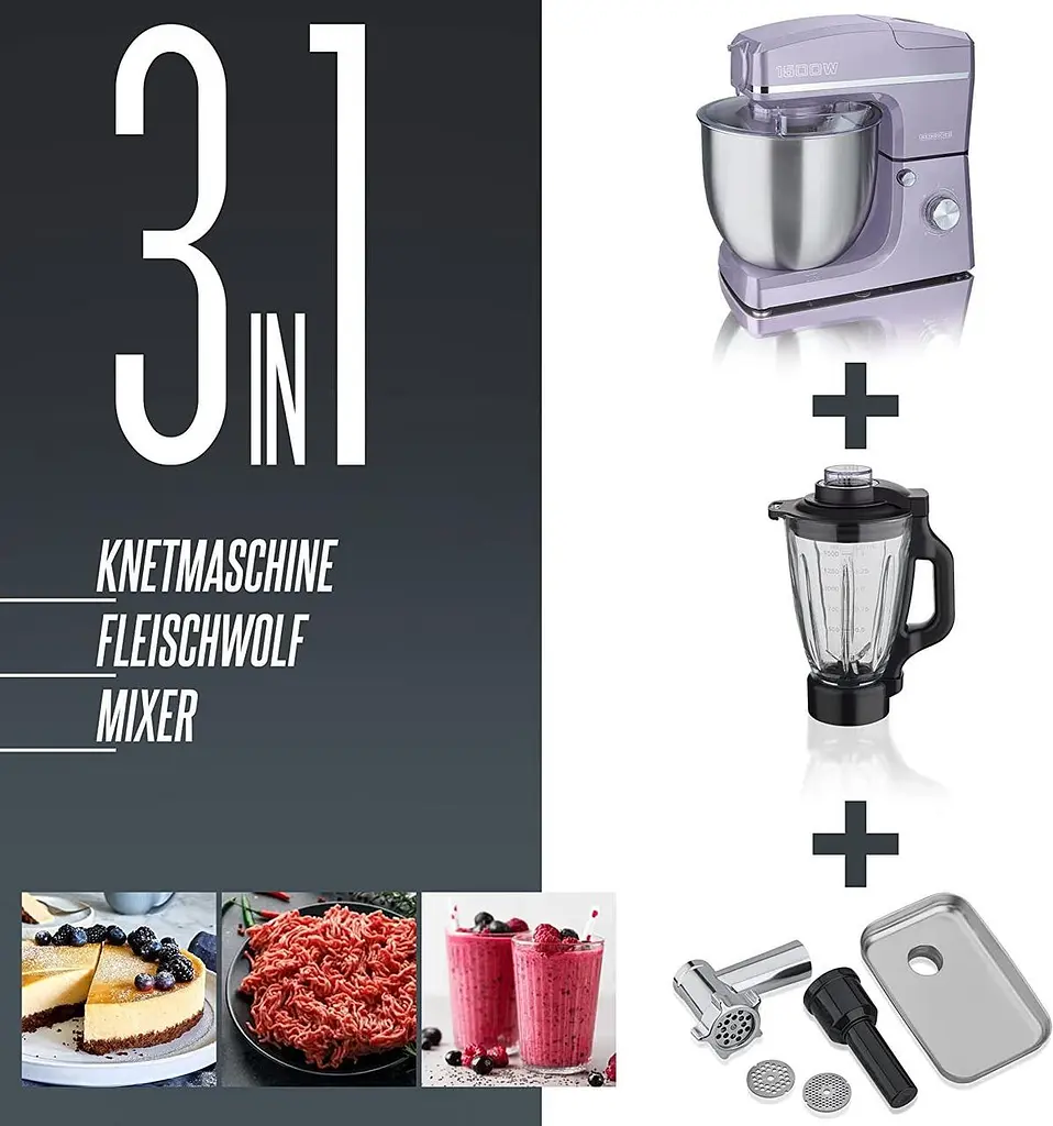 Кухонний комбайн-тестоміс 3 до 1 Heinrich's HKM 8083 Lila 10 л - фото 9