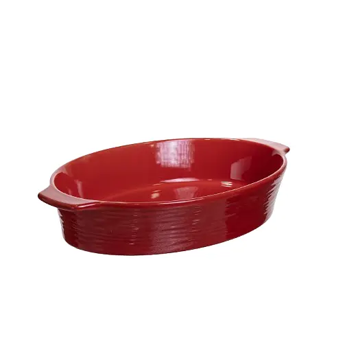 Форма для запікання овальна 36×22.5×7 (см) форма для духовки 2 літри Червоний Yiwu S1289 - фото 2