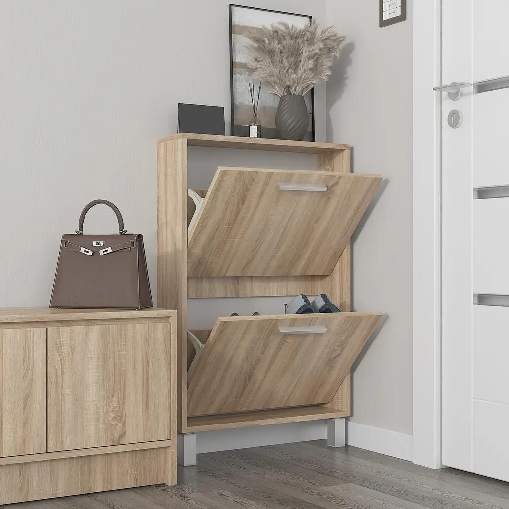 Полиця для взуття Flamecame підлогова на 2 шухляди з ДСП F-158 Дуб сонома - фото 2