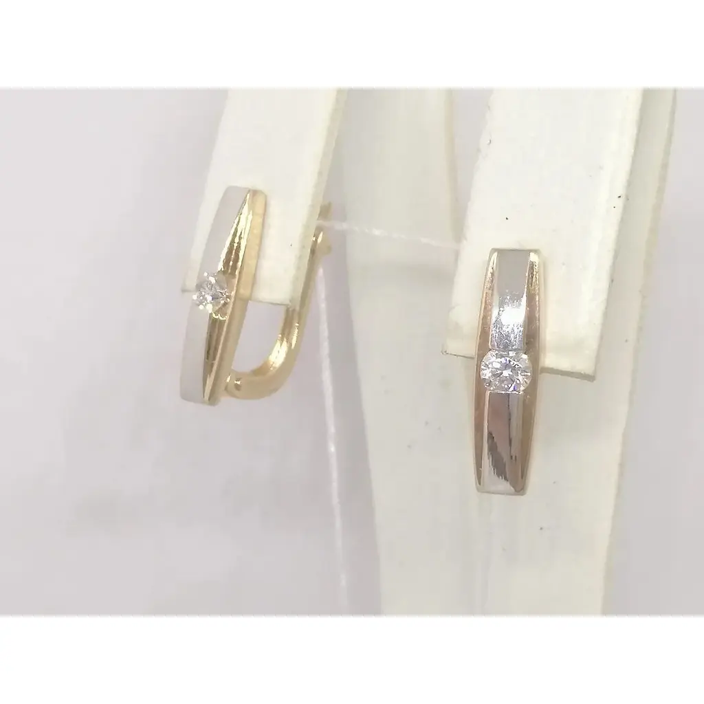 Золоті сережки Столична Ювелірна Фабрика з фіанітами. 111058 - фото 2