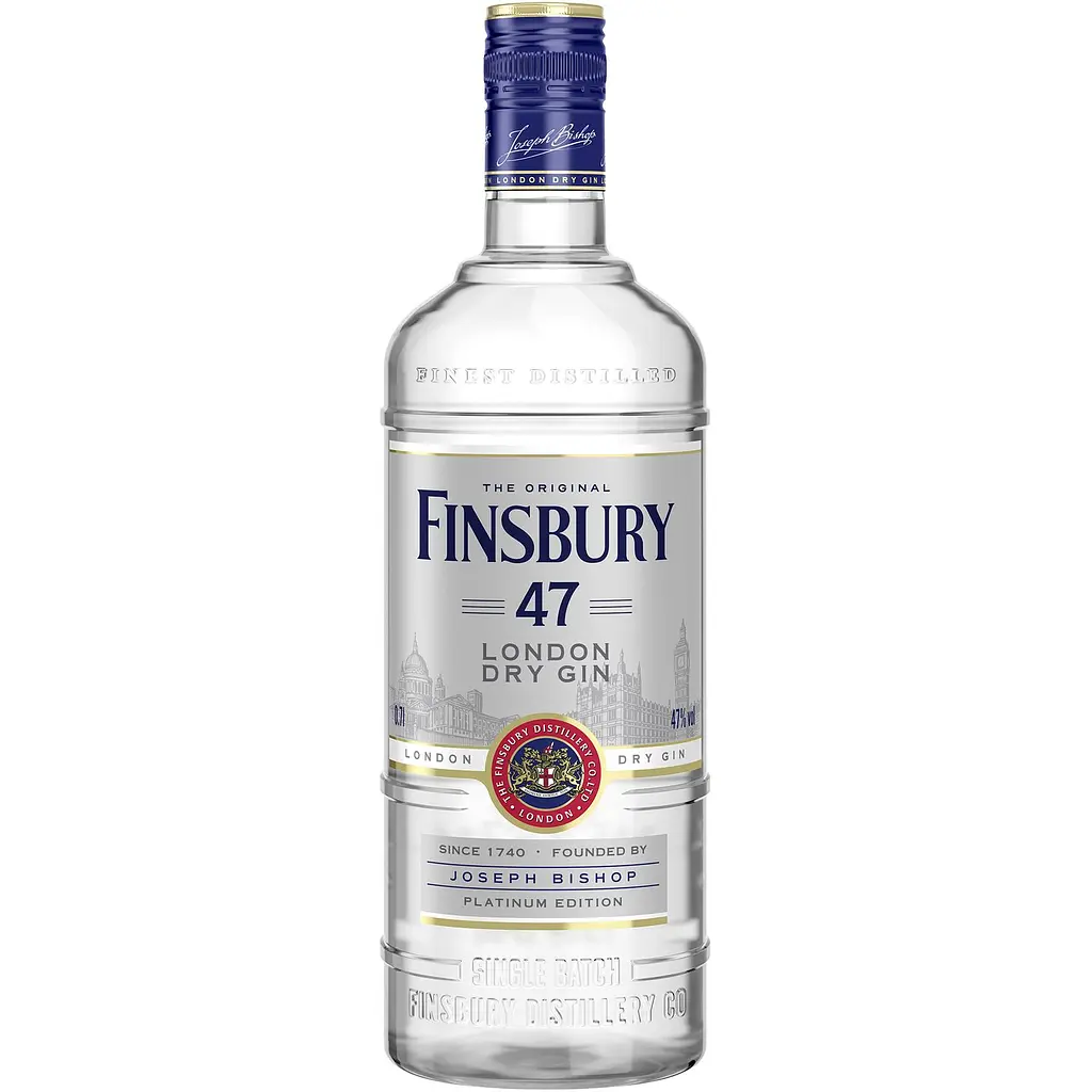 Упаковка джину Finsbury Platinum Edition London Dry Gin 47% 4.2 л (0.7 л х 6 шт.) - фото 2