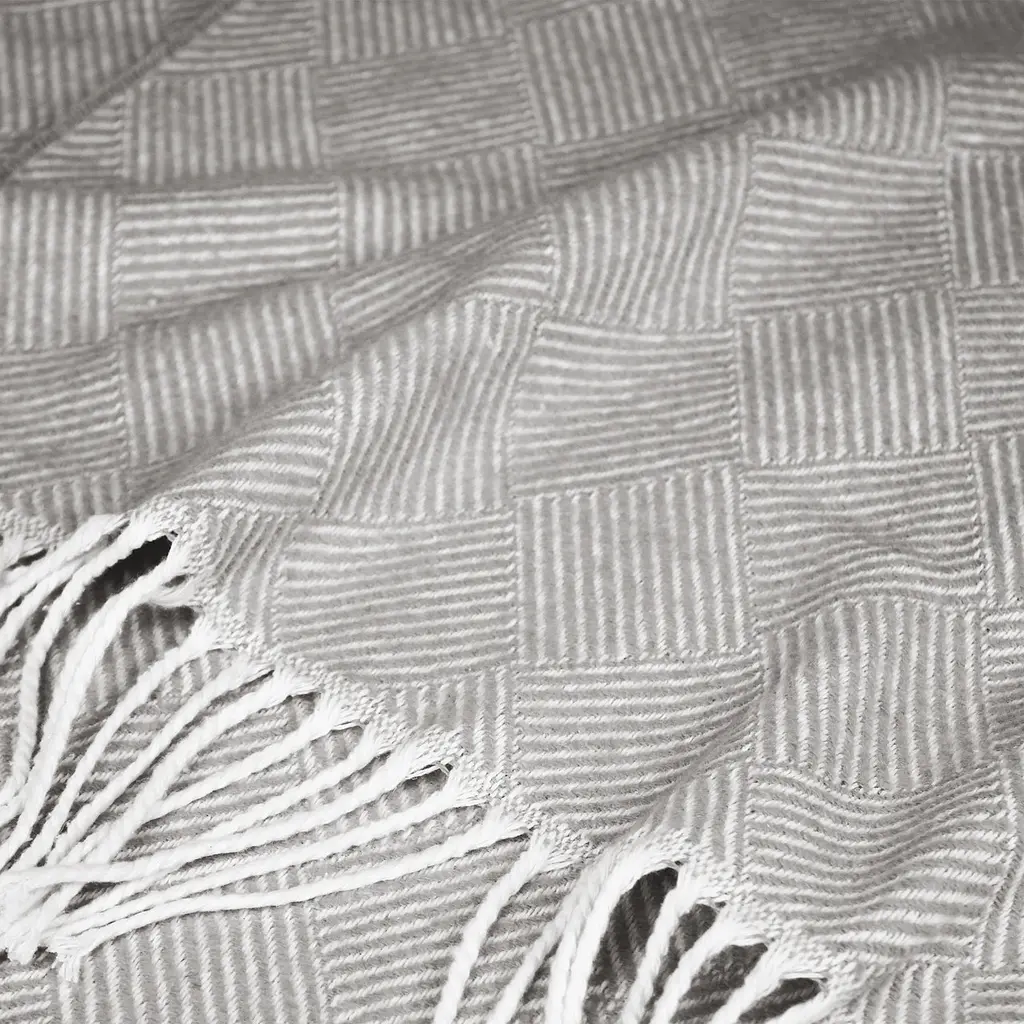 Плед Vladi бавовняний Валенсія Parquet біло-дим 140*200 полуторний - фото 3