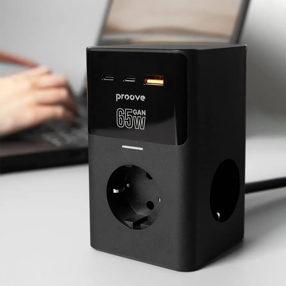 Мережевий фільтр Proove Power Cube 65W (3xAC + 2xType-C + 1xUSB) 1.5m black (PSPC36801201) - фото 9