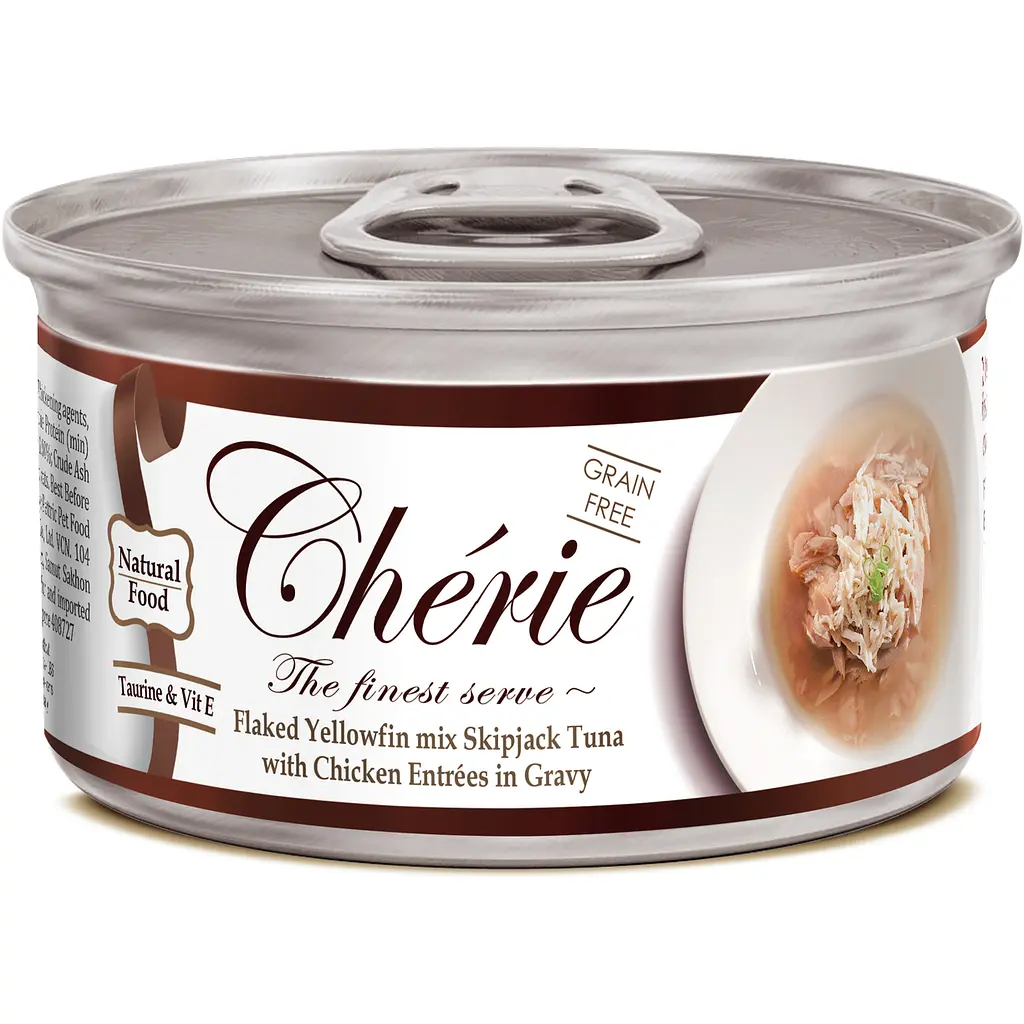 Вологий корм для котів Cherie Signature Gravy Mix Tuna & Chicken з тунцем та куркою в соусі 80 г