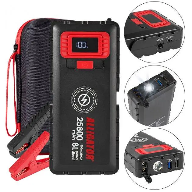 Пускозарядний пристрій (бустер) для авто Alligator JS847 Jump Starter 25800mAh 1500A-2500A - фото 3