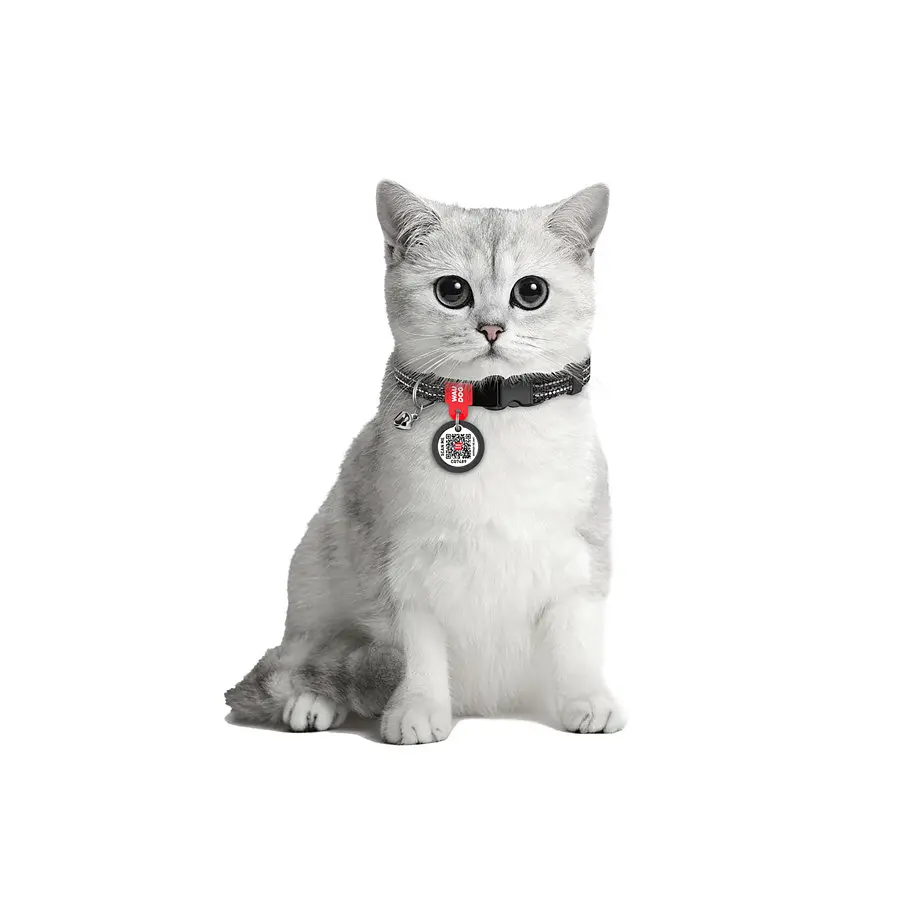 Нашийник для котів з відновленої бавовни Waudog Re-cotton з QR-паспортом світловідбиваючий пластиковий фастекс XS Ш 10 мм Дов - фото 4