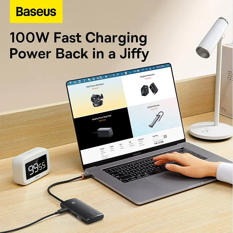 USB-Хаб Baseus Lite Series 6-in-1 (Type-C to HDMI + 2xUSB 3.0 + PD + SD/TF) black (WKQX050101) - фото 12