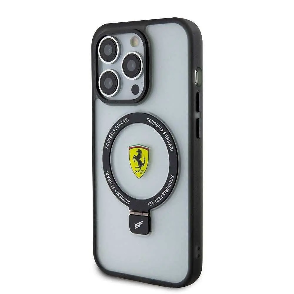 Чехол Ferrari Ring Stand MagSafe для iPhOne 15 Pro Max Черный/прозрачный (57983116751) - фото 2