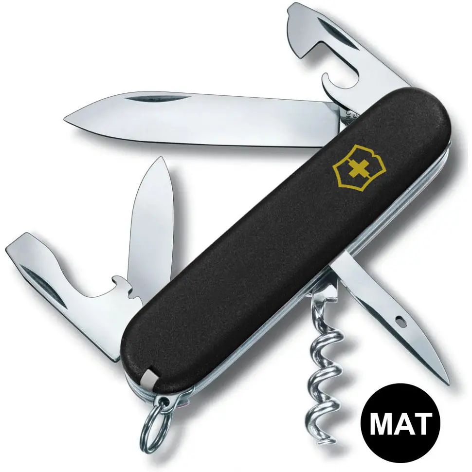 Ніж Victorinox Spartan Mat 91мм 12функ чорн.мат штоп жовт.лого - фото 2