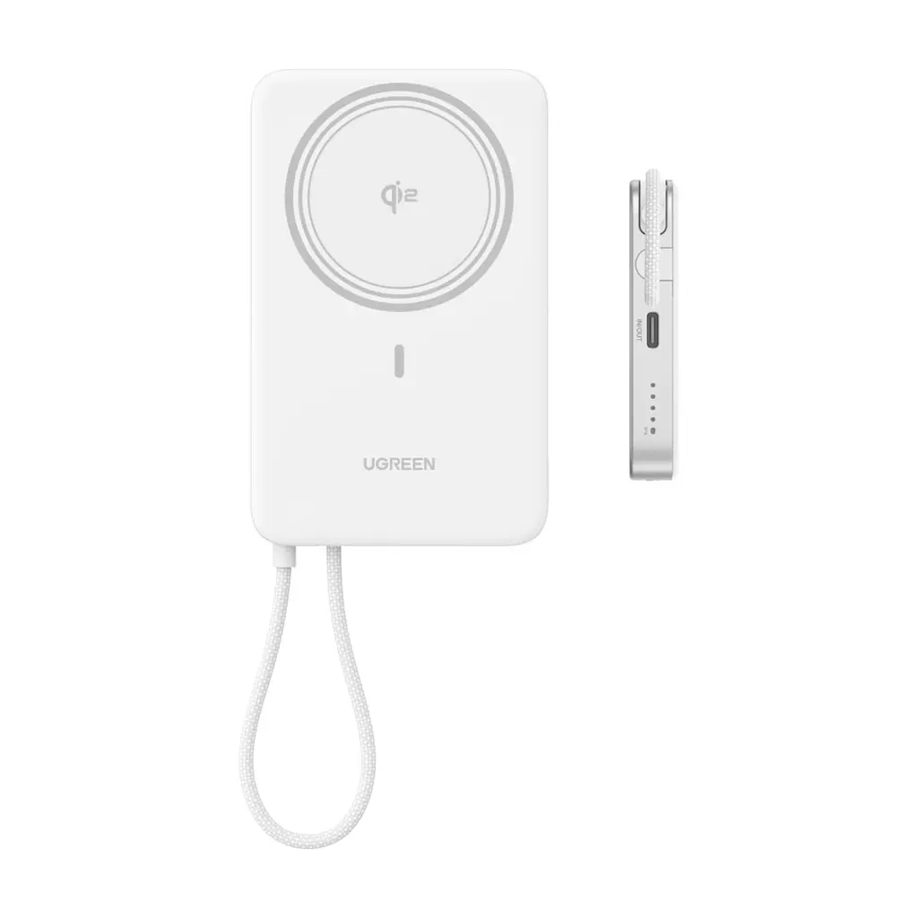 Батарея універсальна Ugreen 10000mAh 30W 1xUSB-C + 15W Magnetic Wireless + cable USB-C white (75983B) - фото 7