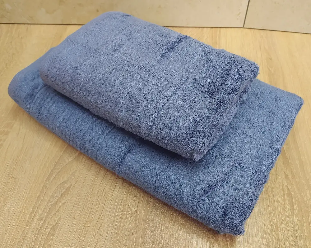 Набір турецьких бамбукових махрових рушників Cestepe 50х90+70х140 Bamboo Sarev Blue - фото 5