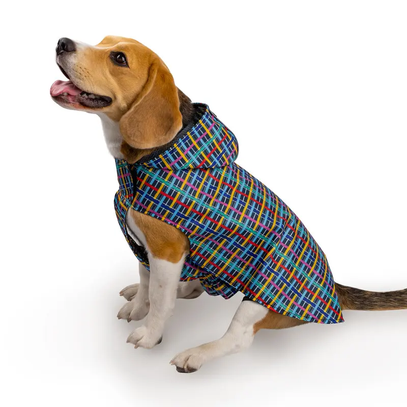 Дощовик для собак з капюшоном Barksi Textile розмір М Клітинка - фото 2