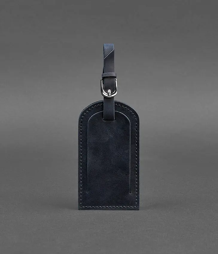 Кожаная бирка для багажа 2.0 Темно-синяя Crazy Horse - фото 2