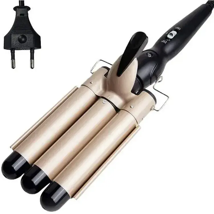 Плойка тройная Curli Girls М11 керамическое покрытие стайлер голливудская волна золотая - фото 2