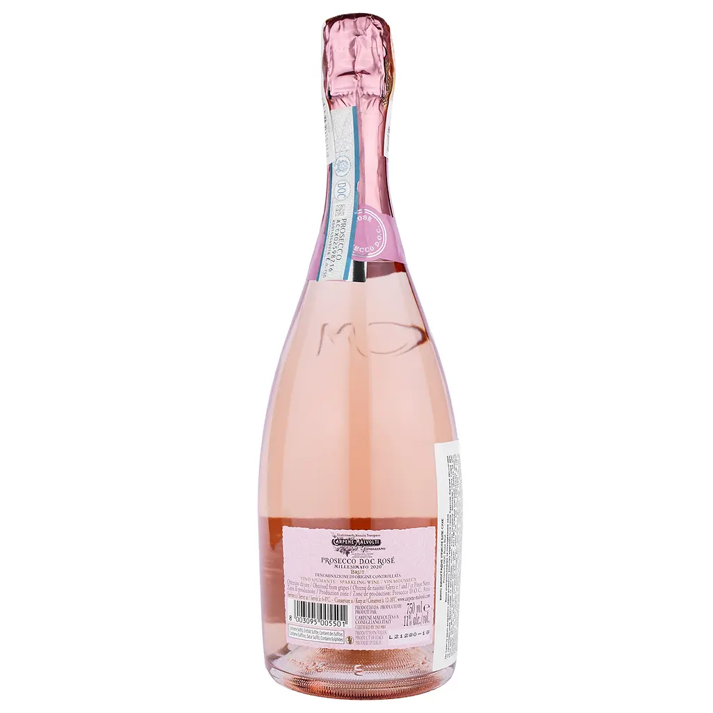 Игристое вино Carpene Malvolti Prosecco Rose Brut DOCG, розовое, брют, 0,75 л - фото 3