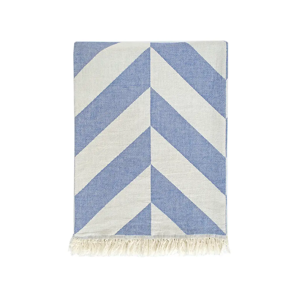 Плед-накидка Barine - Fishbone Denim синій 130x180 - фото 2