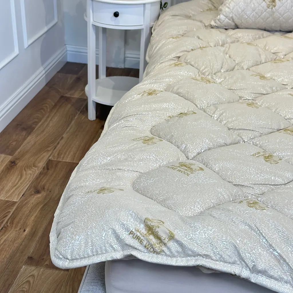 Ковдра євро зимова з вовни Leri Max Pure Wool 21502 200х215 см бежева - фото 4