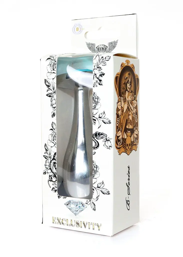 Анальная пробка Jewellery Silver Plug Clear L 10.5 см (голубой) - фото 8