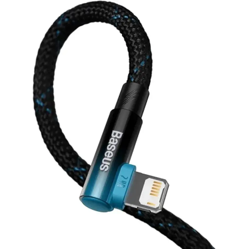 Дата кабель USB 2.0 AM to Lightning 2.0m 2.4A 90° corner black/blue Baseus (CAVP000121) - фото 4