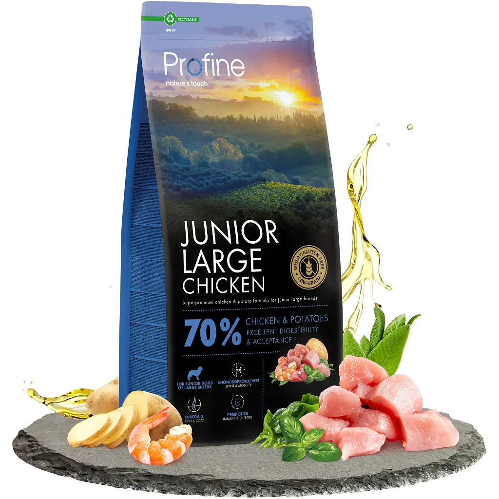 Сухой корм для щенков и юниоров больших пород Profine Junior Large Chicken and Potatoes с курицей и картофелем 12 кг - фото 2