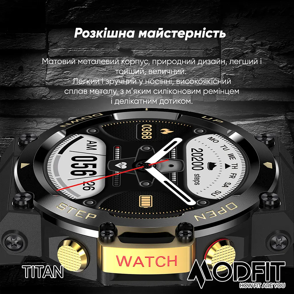 Чоловічий наручний годинник Titan Black-Gold 35 мм. Modfit acs0029731 - фото 2