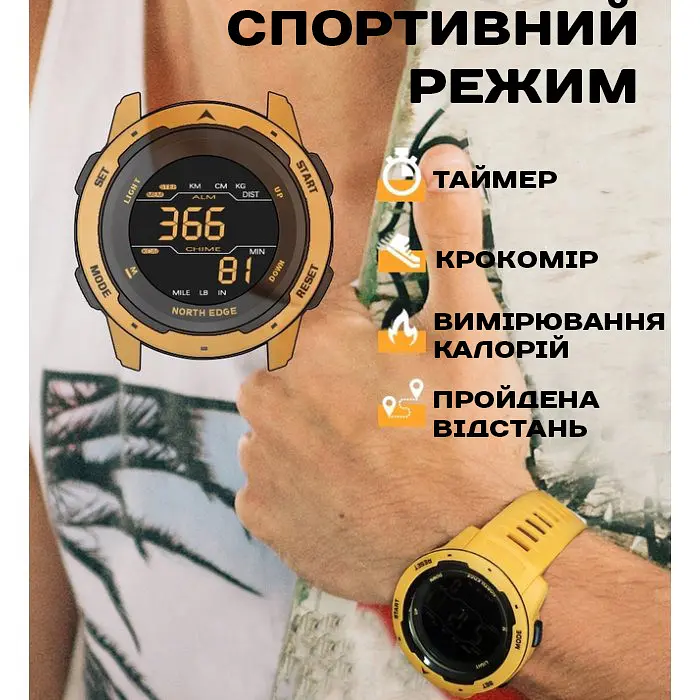 Наручний годинник чоловічий North Edge MARS Pro Black 5BAR Чорний (2666) - фото 9