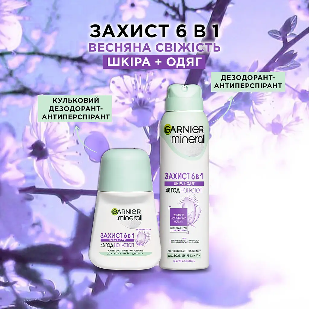 Дезодорант-антиперспірант Garnier Mineral Захист 5 Весняна свіжість кульковий 50 мл - фото 5