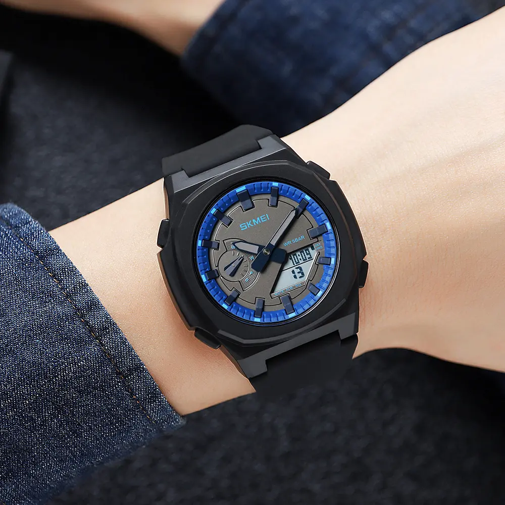 Наручний годинник чоловічий 2091BKBUWT Black-Blue-White Skmei acs0030300 - фото 3