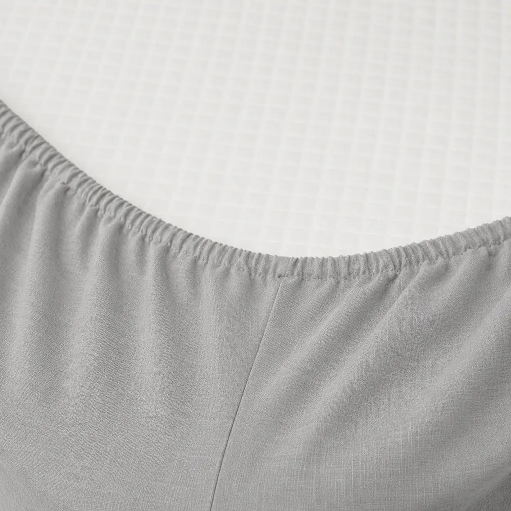 Простирадло на резинці MirSon Linen Caspian Льон 160х200 см сіро-блакитне (2200008248543) - фото 2
