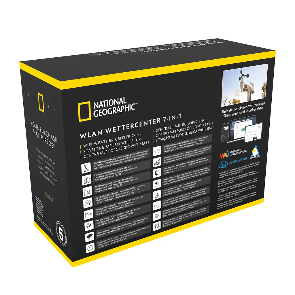 Метеостанція National Geographic WIFI Colour Weather Center 7-in-1 Sensor (9080600) - фото 7