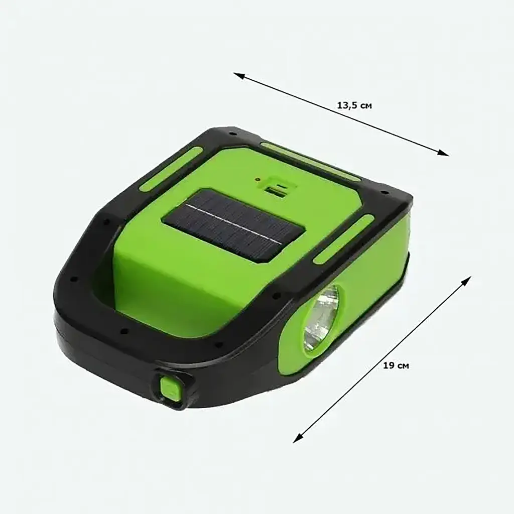Фонарь HB-9707A-1 ручной переносной строительный на солнечной батарее PowerBank/USB 19х13.5х6 см Зеленый, Господар 86118 - фото 6
